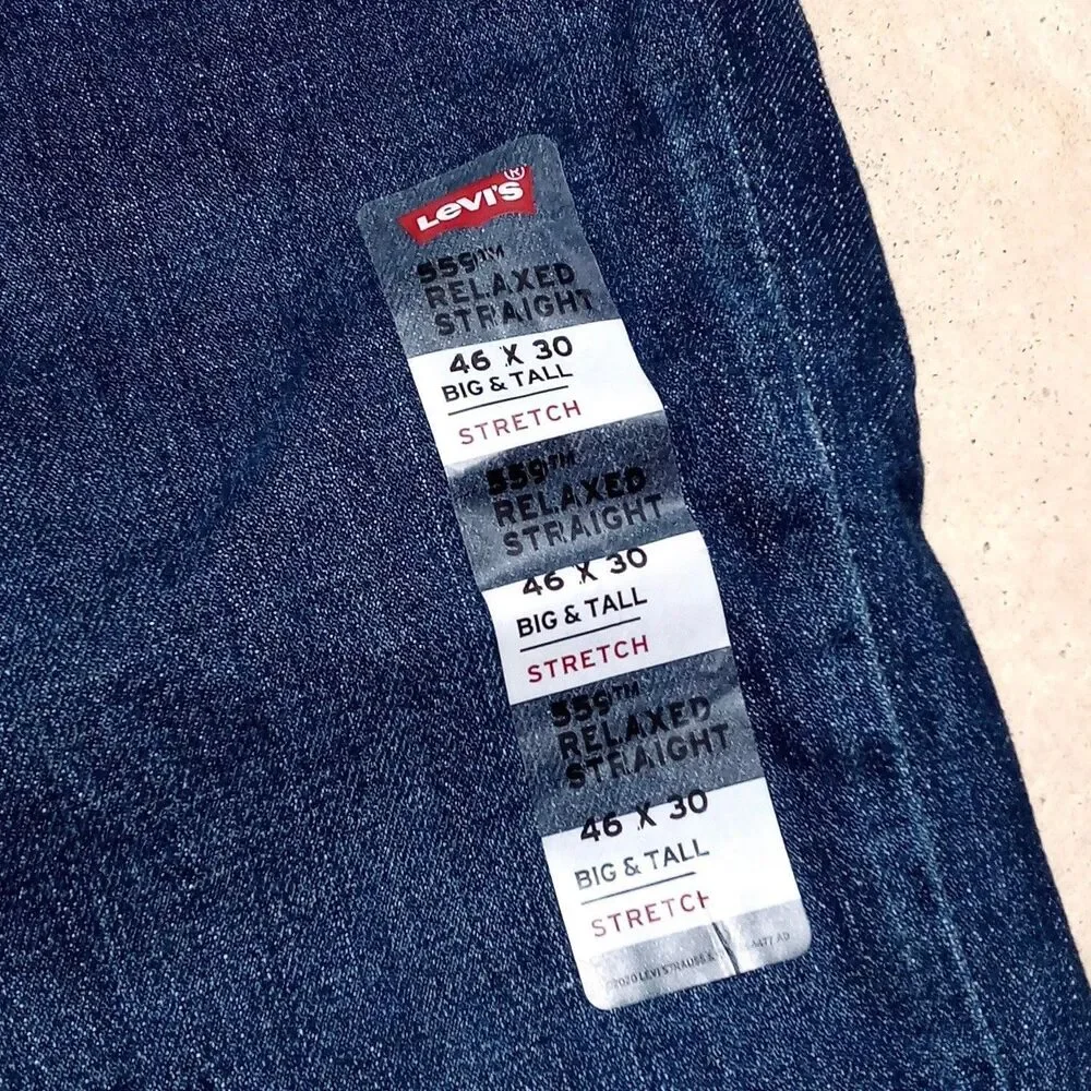 NWT Levi's 559 Relaxed Straight Fit Jeans Size 46x30 Stretch Denim Comfort NEW